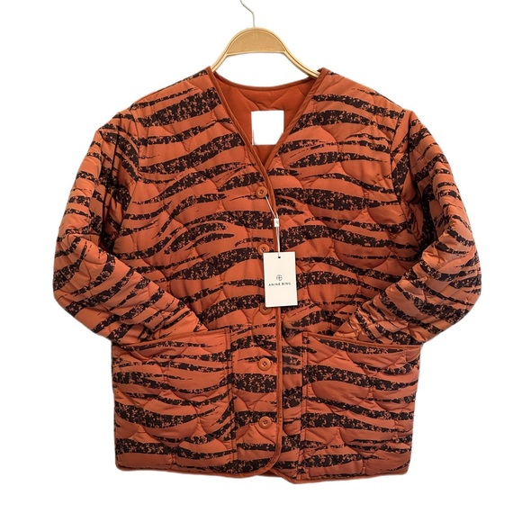 NWT Anine Bing Andy Bomber Quilted Jacket Color Rust Zebra Size XS - Picture 9 of 16
